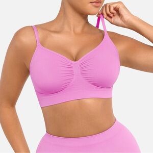 Light Pink Wireless Ruched Bralette - Soft Support